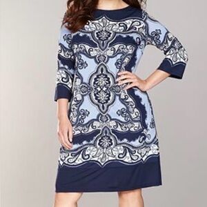 INC International Concepts Navy and Light Blue Dress